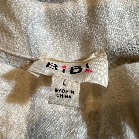 Bibi creamy off white textured wide leg jumpsuit overalls adjustable straps boho - Picture 15 of 16